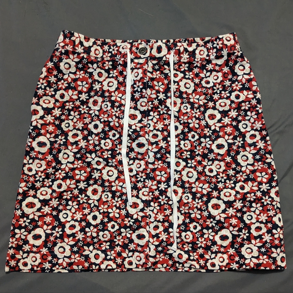 Christopher & Banks Red and White Funky Floral Mini Skirt